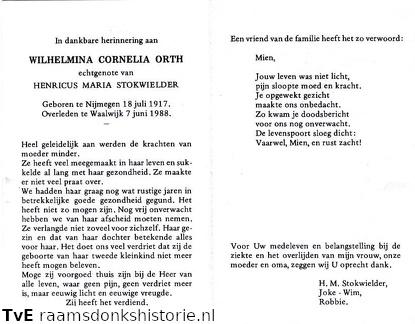 Wilhelmina Cornelia Orth Henricus Maria Stokwielder
