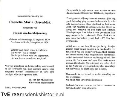 Cornelia Maria Ossenblok- Thomas van den Muijsenberg