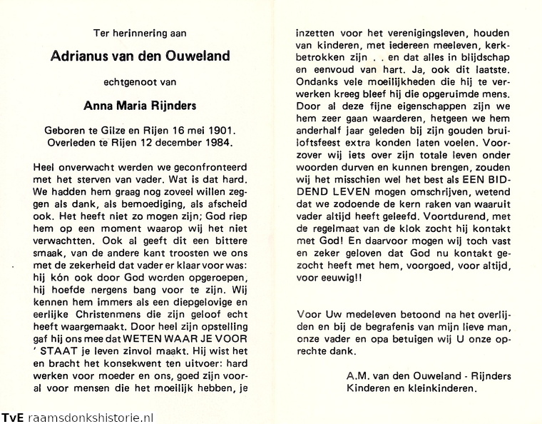 Adrianus van den Ouweland- Anna Maria Rijnders