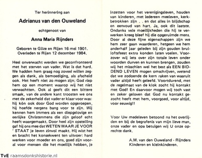Adrianus van den Ouweland Anna Maria Rijnders
