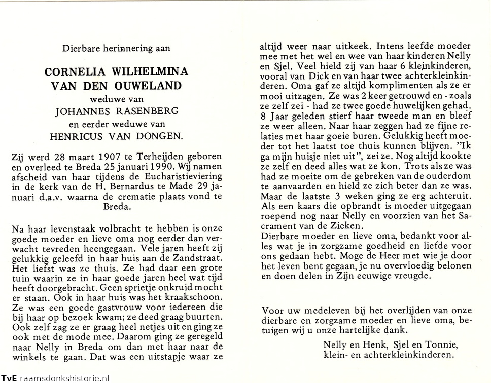 Cornelia Wilhelmina van den Ouweland Johannes Rasenberg Henricus van Dongen