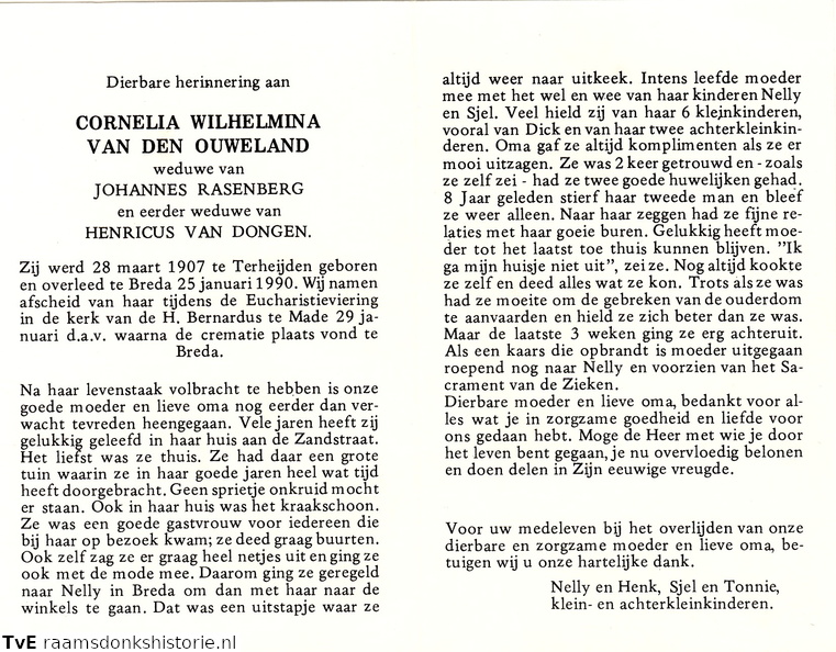 Cornelia Wilhelmina van den Ouweland Johannes Rasenberg Henricus van Dongen