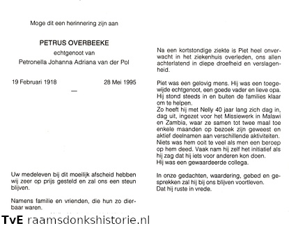 Petrus Overbeeke- Petronella Johanna Adriana van der Pol