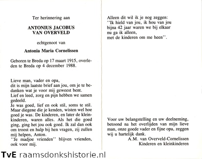 Antonius Jacobus van Overveld- Antonia Maria Cornelissen