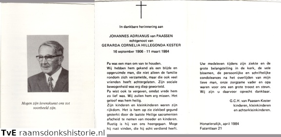 Johannes Adrianus van Paassen Gerarda Cornelia Hillegonda Kester