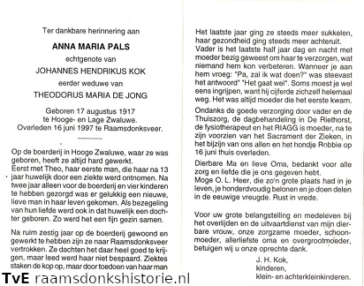 Anna Maria Pals Johannes Hendrikus Kok Theodorus Maria de Jong