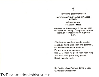 Antonia Cornelia Wilhelmina Peemen Franciscus Maas