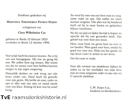 Martinus Theodorus Petrus Peijen Clara Wilhelmina Cas