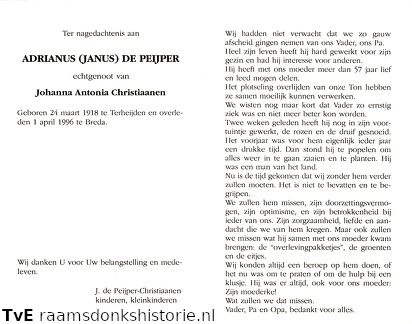 Adrianus de Peijper Johanna Antonia Christiaansen