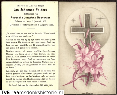 Jan Johannes Pelders Petronella Josephina Hoevenaar
