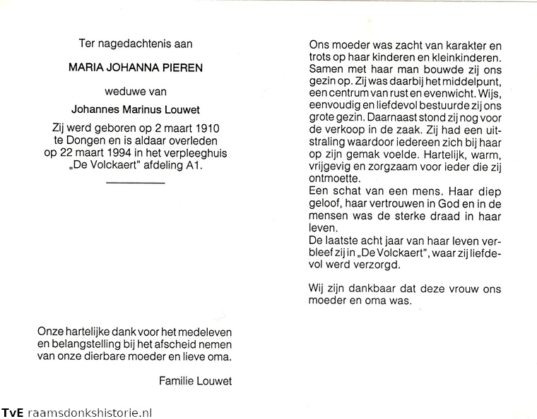 Maria Johanna Pieren Johannes Marinus Louwet