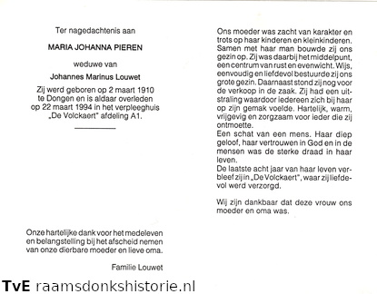 Maria Johanna Pieren Johannes Marinus Louwet