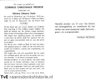 Cornelis Christianus Pieterse Adriana Johanna Aarts