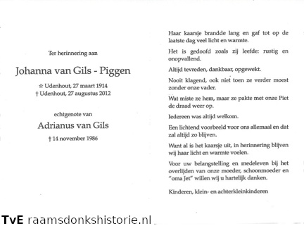 Johanna Piggen Adrianus van Gils