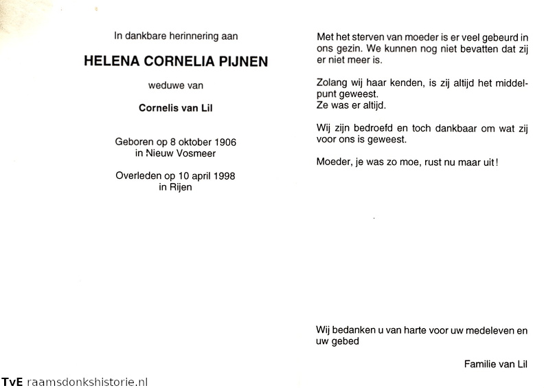 Helena Cornelia Pijnen Cornelis van Lil