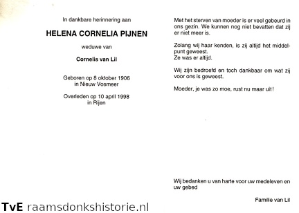 Helena Cornelia Pijnen Cornelis van Lil