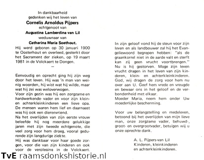 Cornelis Arnoldus Pijpers Augustina Lamberdina van Lil Catharina Maria Soethout