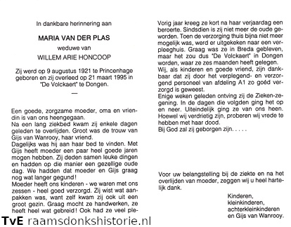 Maria van der Plas Willem Arie Honcoop