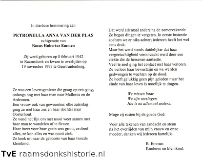 Petronella Anna van der Plas Rocus Hubertus Emmen