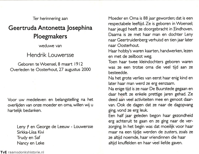 Geertruda Antonetta Josephina Ploegmakers Hendrik Louwerse