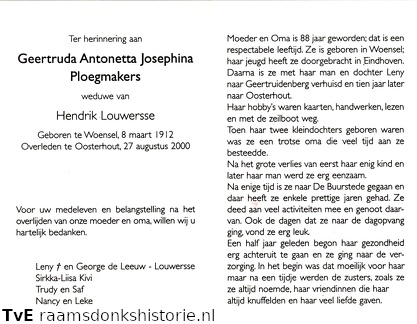 Geertruda Antonetta Josephina Ploegmakers Hendrik Louwerse