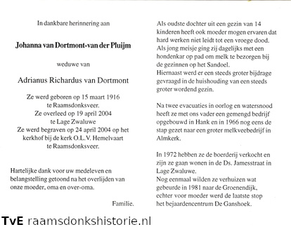 Johanna van der Pluijm Adrianus Richardus van Dortmont