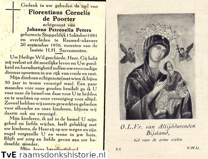 Florentinus Cornelis de Poorter Johanna Petronella Peters
