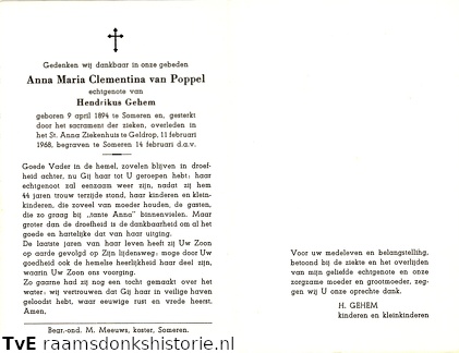 Anna Maria Clementina van Poppel Hendrikus Gehem