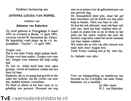Antonia Louisa van Poppel  Johannes van Kakerken