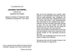 Johanna van Poppel Marinus de Ronde