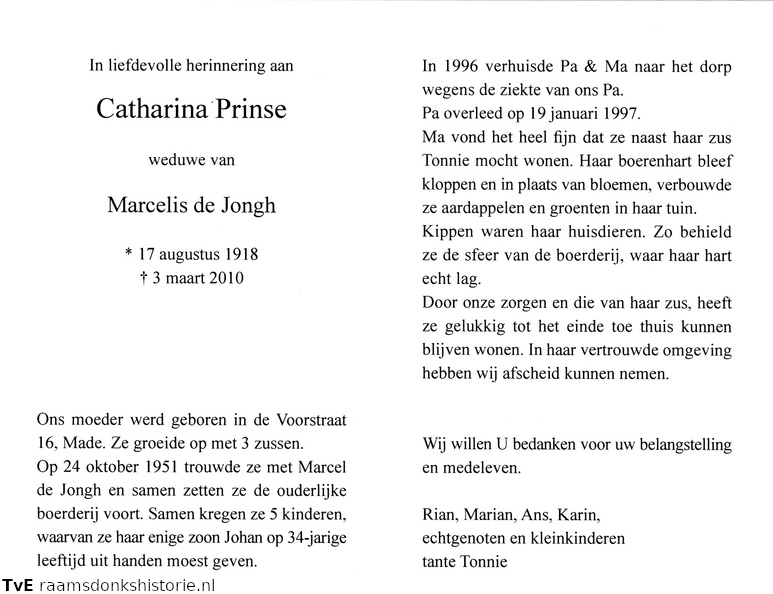 Catharina Prinse Marcelis de Jongh