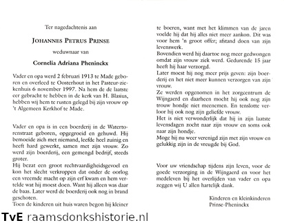 Johannes Petrus Prinse Cornelia Adriana Pheninckx