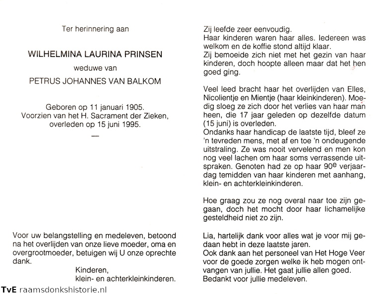 Wilhelmina Laurina Prinsen Petrus Johannes van Balkom