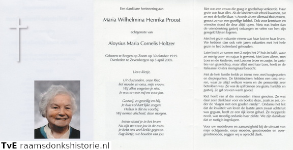 Maria Wilhelmina Henrika Proost Aloysius Maria Cornelis Holtzer