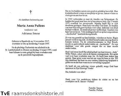 Maria Anna Pullens Adrianus Smeur