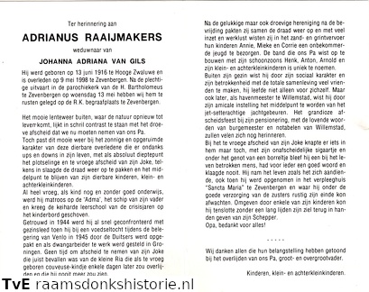 Adrianus Raaijmakers Johanna Adriana van Gils