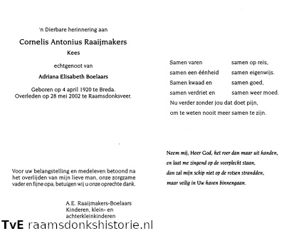 Cornelis Antonius Raaijmakers Adriana Elisabeth Boelaars