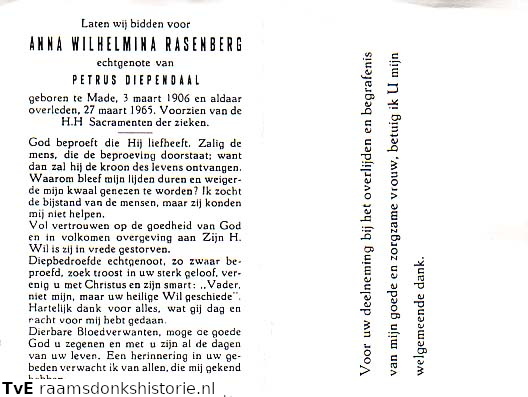 Anna Wilhelmina Rasenberg Petrus Diependaal