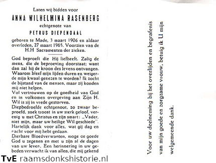 Anna Wilhelmina Rasenberg Petrus Diependaal