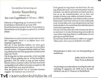Annie Rasenberg Jan van Gageldonk