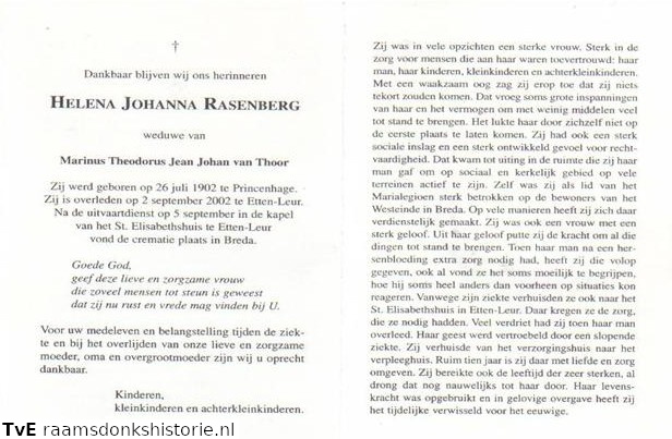 Helena Johanna Rasenberg Marinus Theodorus Jean Johan van Thoor