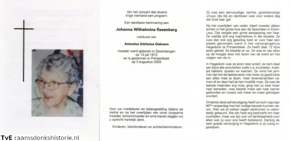 Johanna Wilhelmina Rasenberg Antonius Adrianus Geboers