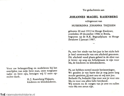 Johannes Magiel Rasenberg Huiberdina Johanna Thijssen