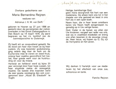 Maria Bernardina Reijnen Adrianus J.H.M. van Delft