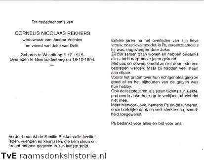 Cornelis Nicolaas Rekkers (vr) Joke van Delft Jacoba Vrienten