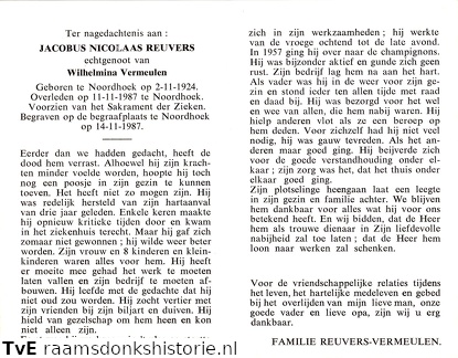 Jacobus Nicolaas Reuvers Wilhelmina Vermeulen