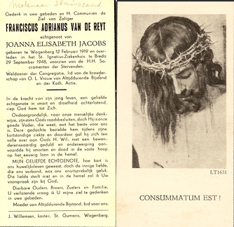 Franciscus van de Reyt Joanna Elisabeth Jacobs