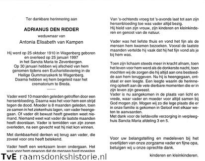 Adrianus den Ridder Antonia Elisabeth van Kampen