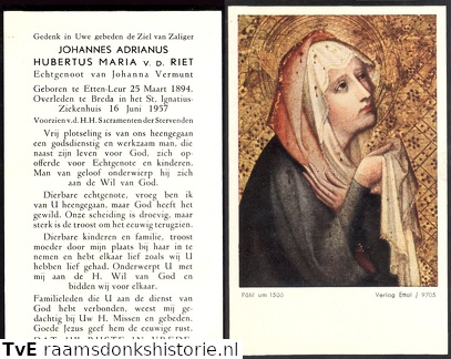 Johannes Adrianus Hubertus Maria van de Riet Johanna Vermunt