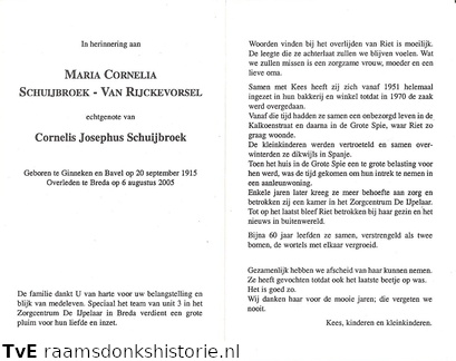 Maria Cornelia van Rijckevorsel Cornelis Josephus Schuijbroek